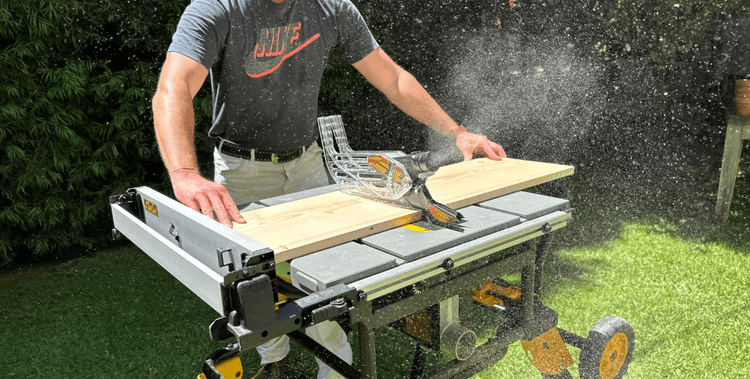 Cutting a board with a table saw