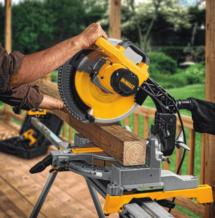 Cutting dimensional lumber with the DW715 is highly effective