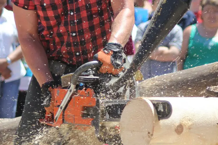 chainsaw in use